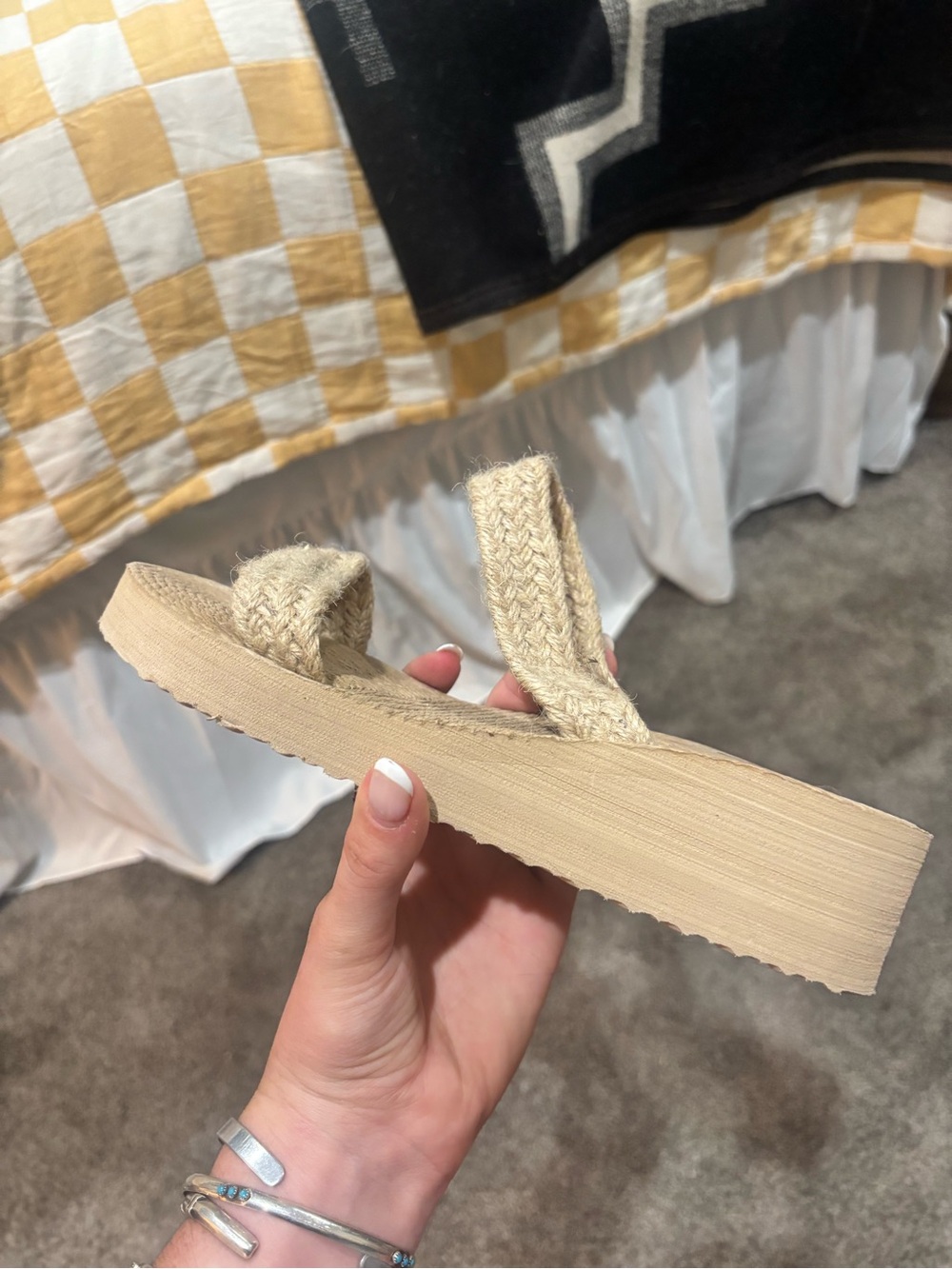 Woven Beach Platform Slide Sandals - Beige